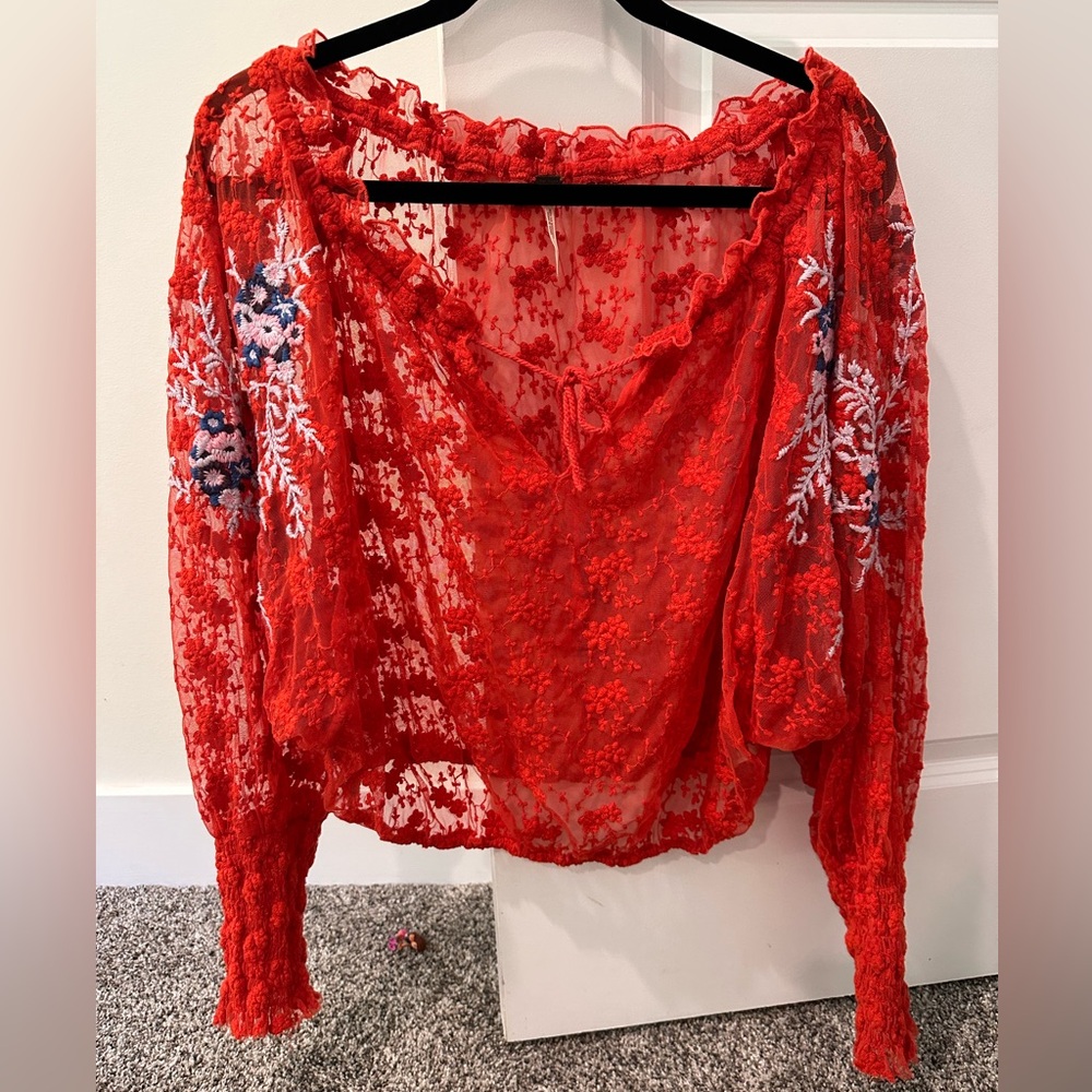 Small sheer red top from Free People